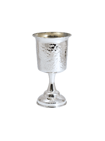 Coupe de Kiddouche en argent sterling poli avec jambon à la main, Cu de Kiddouche moderne