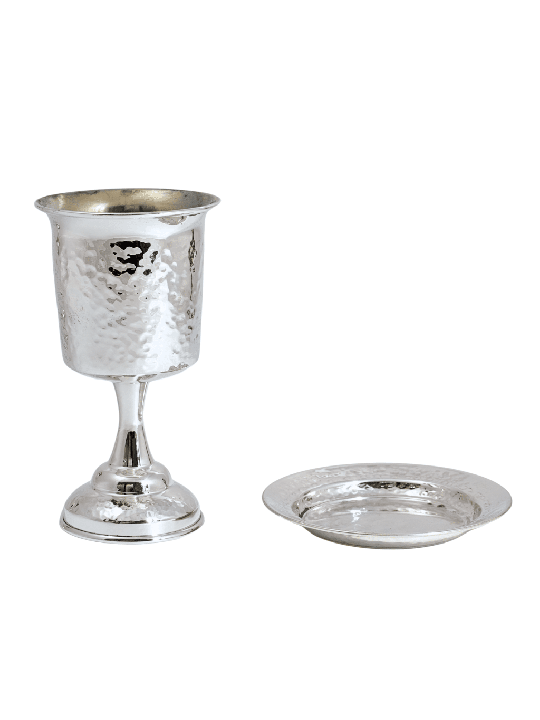 Coupe de Kiddouche en argent sterling poli avec jambon à la main, Cu de Kiddouche moderne