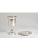 Coupe de Kiddouche en argent sterling poli avec jambon à la main, Cu de Kiddouche moderne
