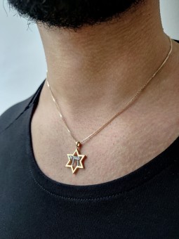 Collier Chai en or blanc et jaune 14 carats avec diamants, cadeaux Tu B'Av, I