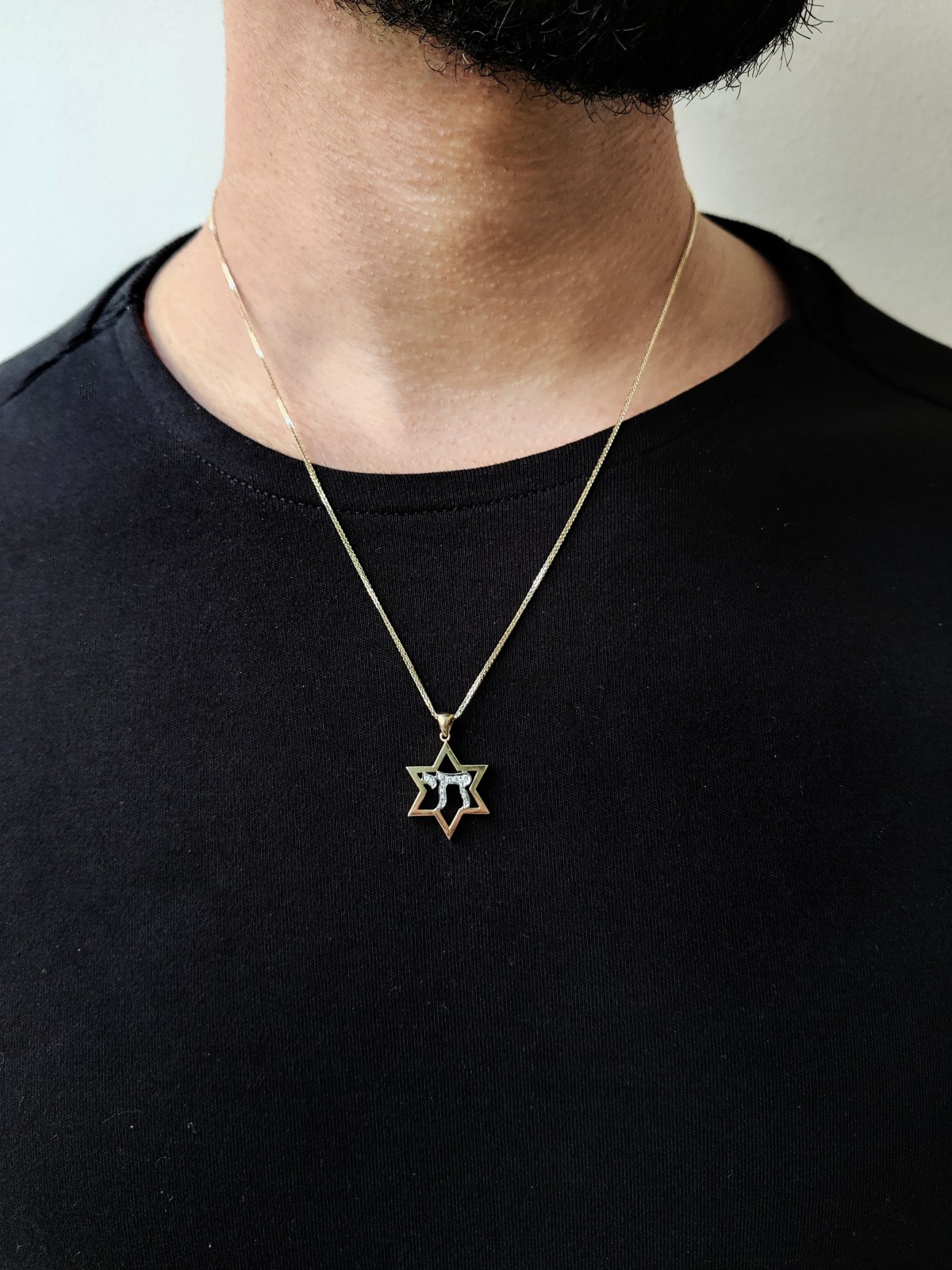 14k White and Yellow Gold with Diamonds Chai Neckl , Tu B'Av Gifts , I
