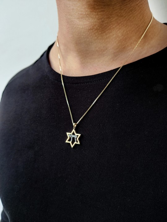 Collier Chai en or blanc et jaune 14 carats avec diamants, cadeaux Tu B'Av, I