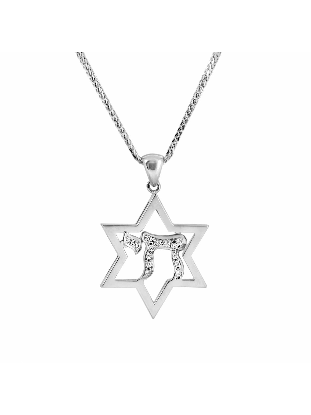 זהב לבן וצהוב 14 קראט עם יהלומים צוואר חי , מתנות ט"ו באב , א