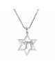זהב לבן וצהוב 14 קראט עם יהלומים צוואר חי , מתנות ט"ו באב , א