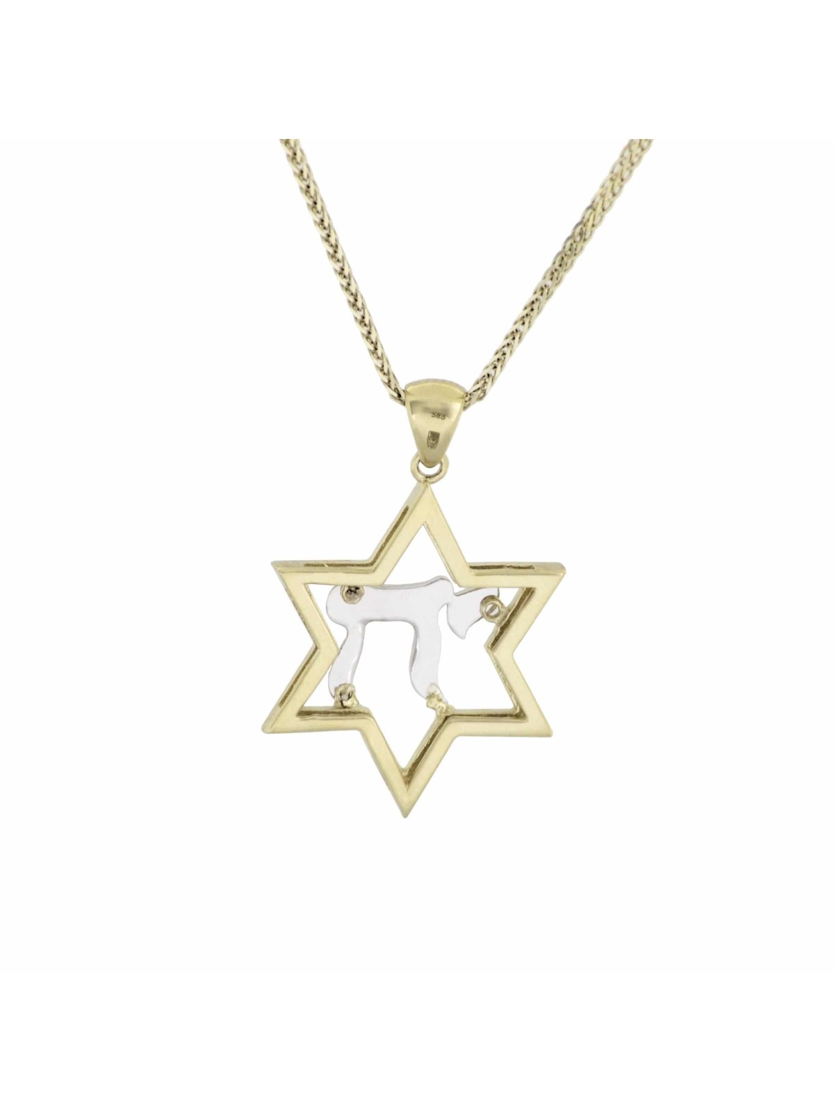 14k White and Yellow Gold with Diamonds Chai Neckl , Tu B'Av Gifts , I