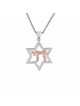 White Gold Star of David and Chai Necklace with Di , Tu B'Av Gifts , I