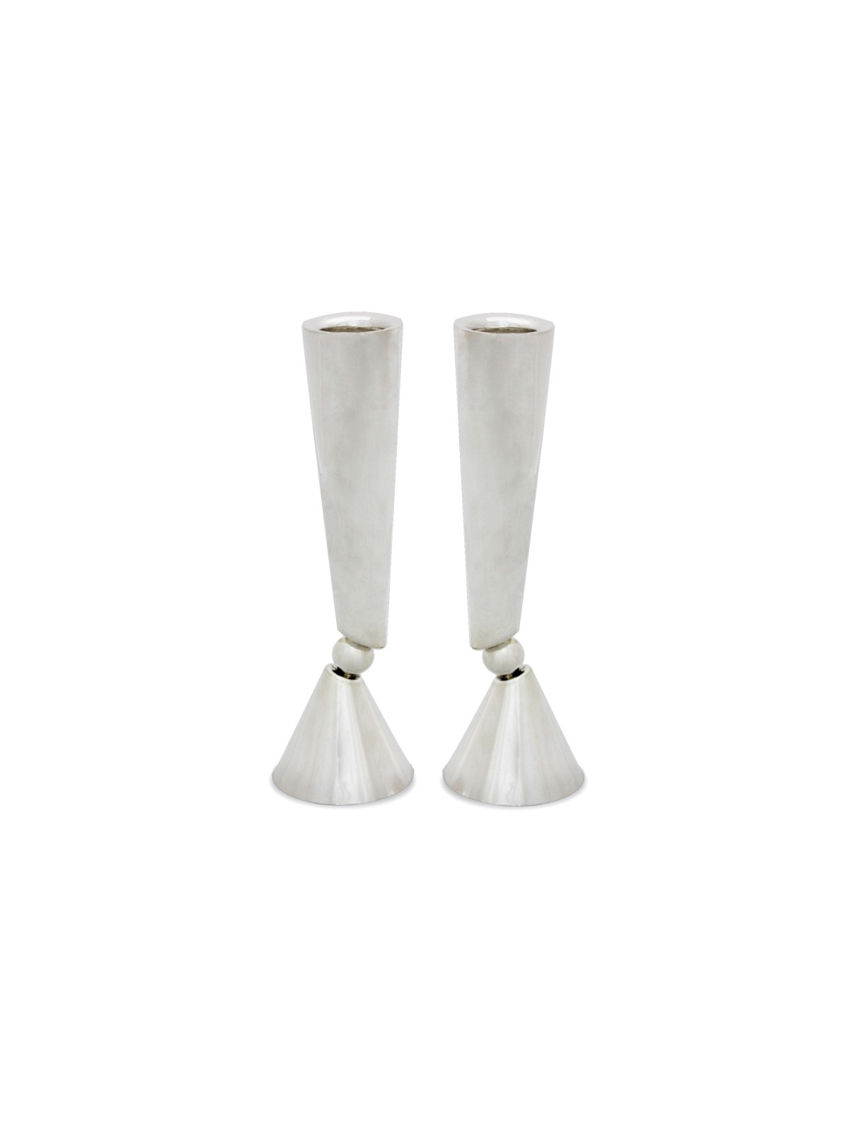Chandeliers modernes d'argent sterling de taille moyenne, bougies d'argent sterling