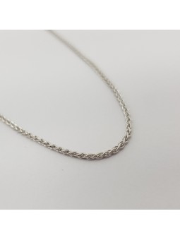 Chaîne mi-épaisse en or blanc 14 carats solide 18", cadeaux de mariage juif, Isra
