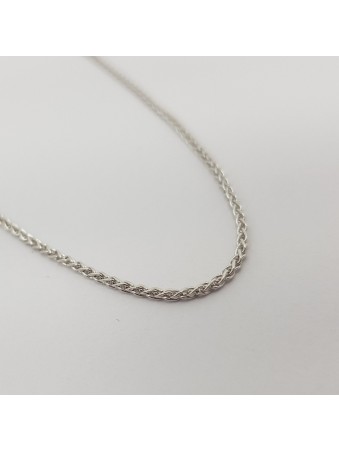 Chaîne mi-épaisse en or blanc 14 carats solide 18", cadeaux de mariage juif, Isra