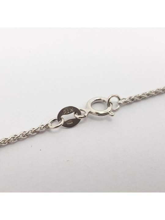 Chaîne mi-épaisse en or blanc 14 carats solide 18", cadeaux de mariage juif, Isra