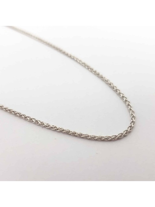 Chaîne mi-épaisse en or blanc 14 carats solide 18", cadeaux de mariage juif, Isra