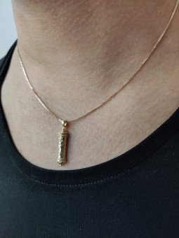 Collier en or jaune Shaddai Mezuzah 14K, cadeaux Tu B'Av, Jud israélien