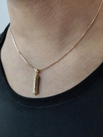 Collier en or jaune Shaddai Mezuzah 14K, cadeaux Tu B'Av, Jud israélien