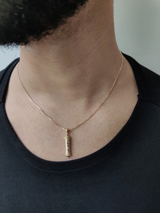 Pendentif Mezuzah en or 14 carats unique, cadeaux Tu B'Av, Judaica israélien