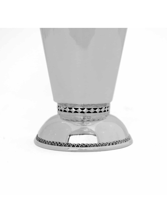 Geometric Silver Kiddush Cup with Filigree Rim , Passover Gifts , Isra