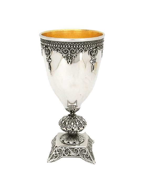 Shabbat Kiddush Cup From Sterling Silver , Passover Gifts , Israeli Ju