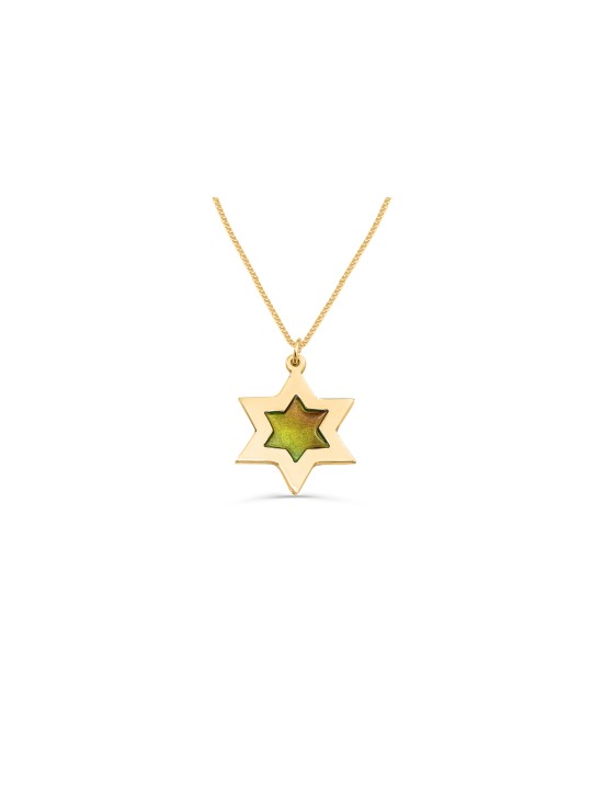 Double-Star of David Gold Enameled Necklace , Tu B'Av Gifts , Israeli