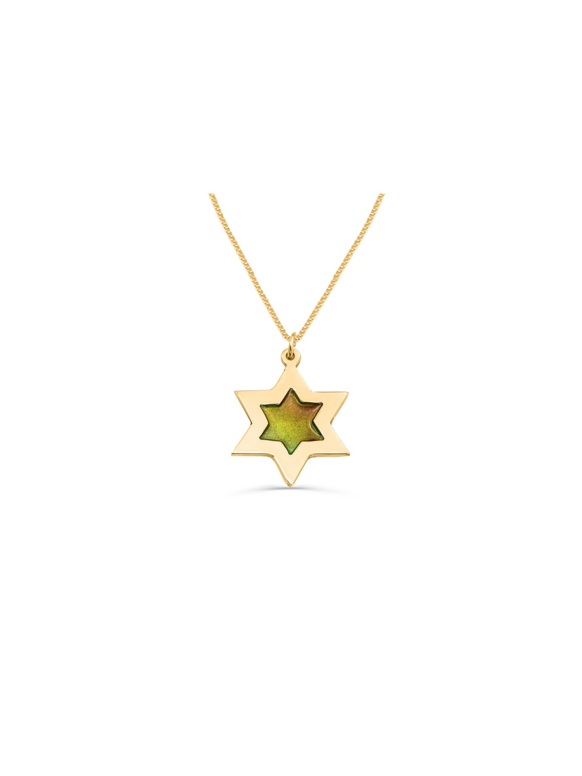 Double-Star of David Gold Enameled Necklace , Tu B'Av Gifts , Israeli