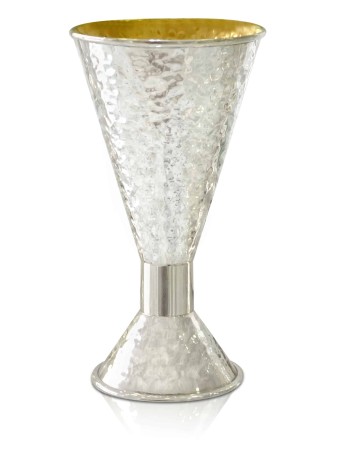 Sterling Silver Hammered Tapered Kiddush Cup Set , Modern Kiddush Cups