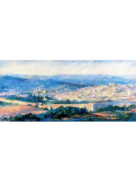 Stunning Panoramic Oil Colors Painting of Jerusale , Tu B'Av Gifts , I