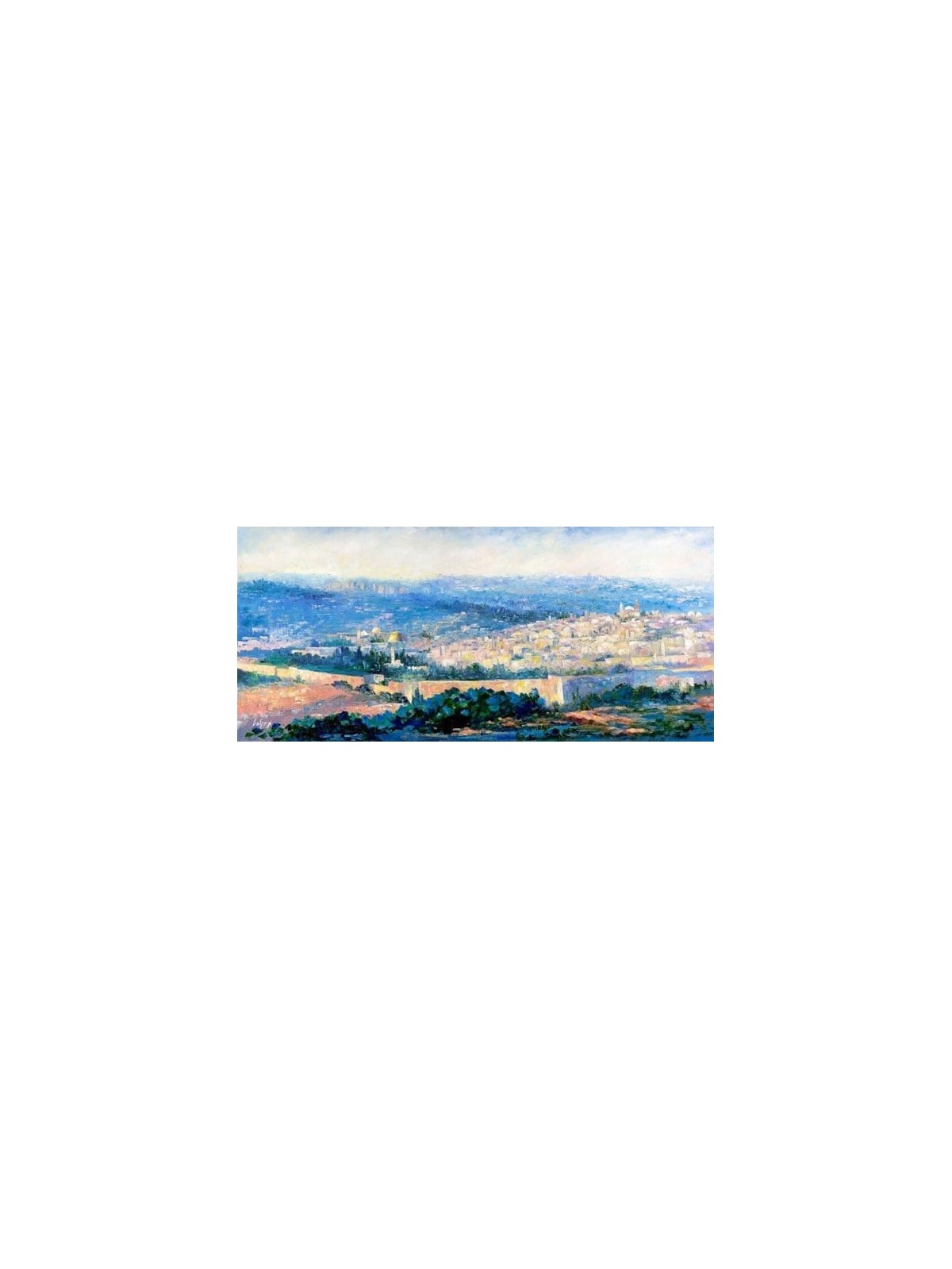 Stunning Panoramic Oil Colors Painting of Jerusale , Tu B'Av Gifts , I