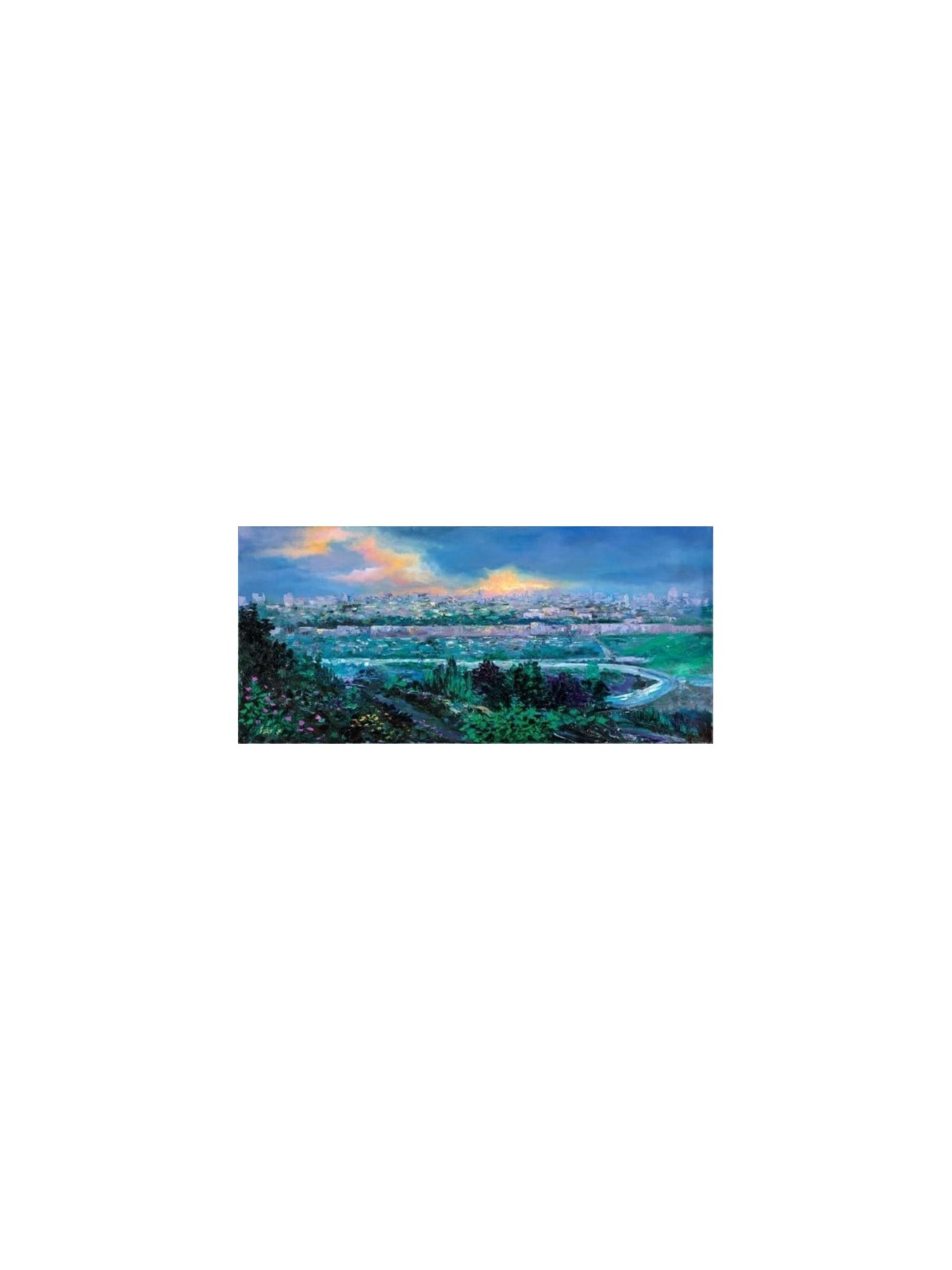 Belle peinture réaliste de couleurs à l’huile de Jérusalem, cadeaux Tu B’Av, I