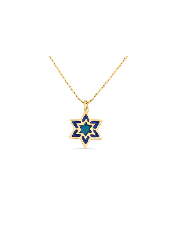 Petit collier Magen David avec émail, cadeaux Tu B'Av, Judaï israélien