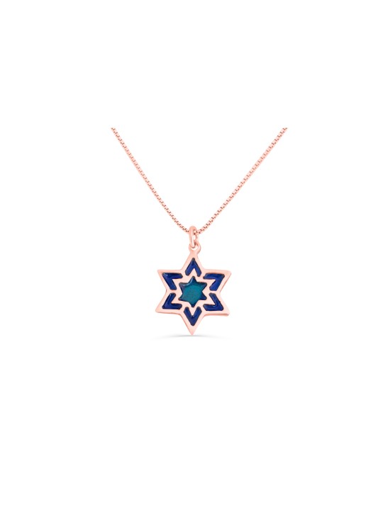Petit collier Magen David avec émail, cadeaux Tu B'Av, Judaï israélien
