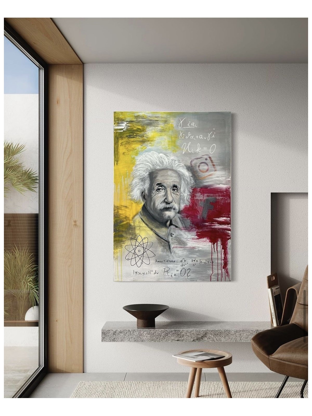 Vibrant Albert Einstein Pop Art With Formulas Pain , Tu B'Av Gifts , I