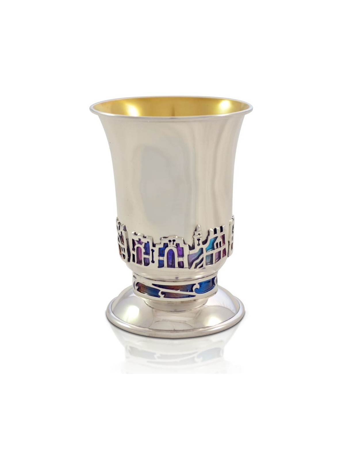 Coupe de Kiddush en argent élégante inspirée de Jérusalem, coupes de Kiddush modernes