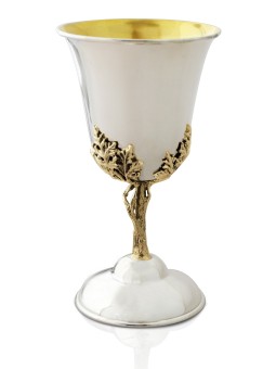 Coupe de Kiddouche argentée inspirée de la nature avec laiton, cadeaux de Pâque, Israël