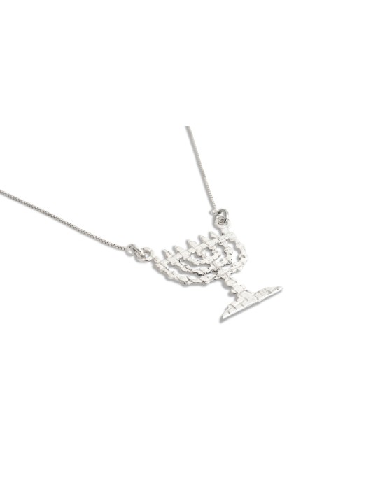 Collier menorah à sept branches en or blanc, cadeaux de mariage juif, Isra
