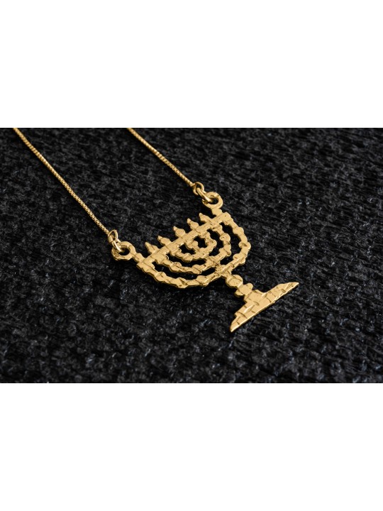 White Gold Seven Branch Menorah Necklace , Jewish Wedding Gifts , Isra