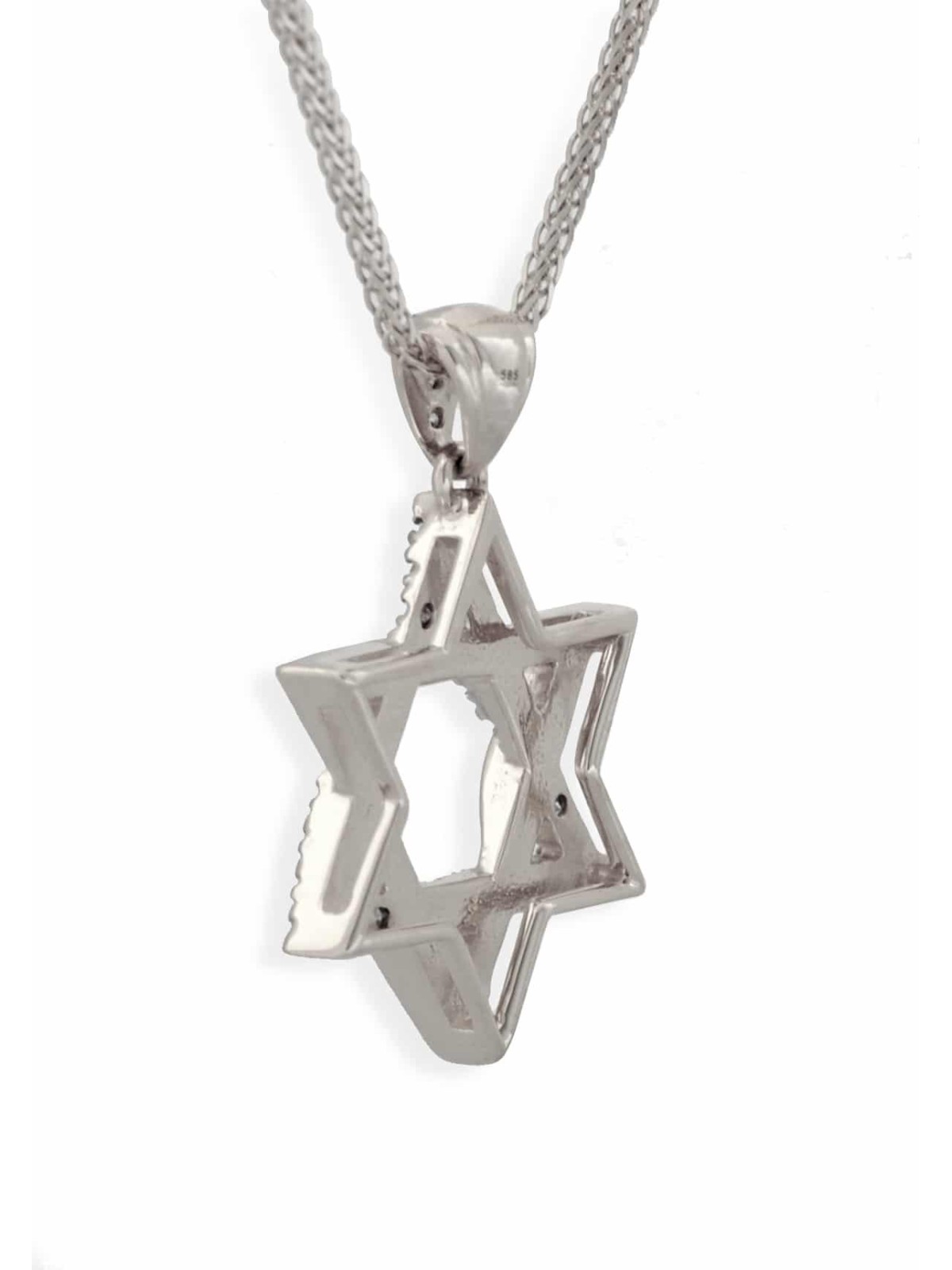 Pendentif Spécial Étoile de David en Or Blanc avec Diam , Cadeaux Tu B'Av , I