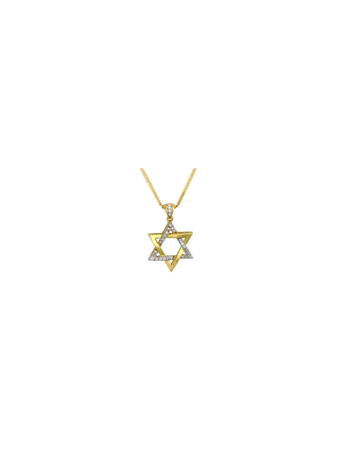 Pendentif étoile de David en or jaune 14 carats avec diamant, cadeaux Tu B'Av, I