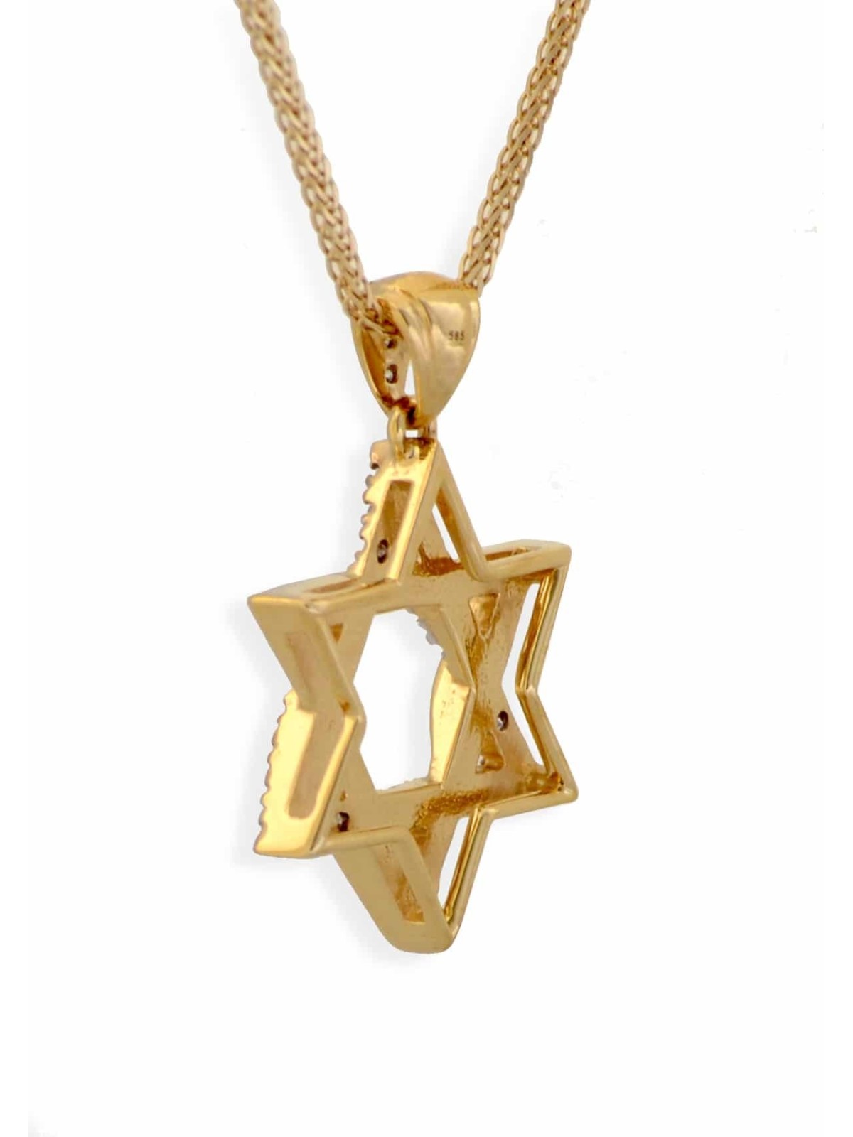 Pendentif étoile de David en or jaune 14 carats avec diamant, cadeaux Tu B'Av, I