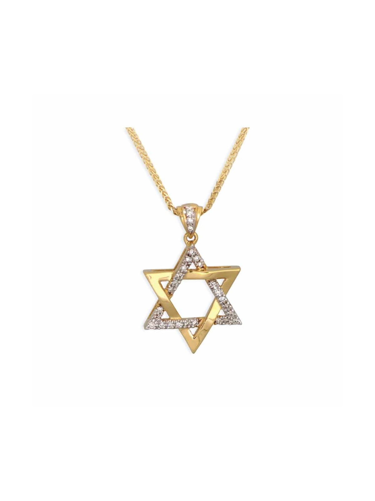 Pendentif étoile de David en or jaune 14 carats avec diamant, cadeaux Tu B'Av, I
