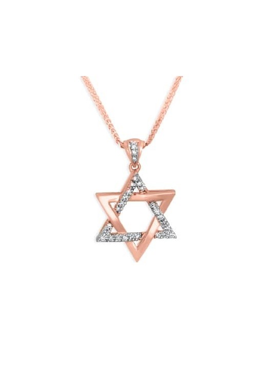 Pendentif étoile de David en or jaune 14 carats avec diamant, cadeaux Tu B'Av, I