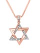 Pendentif étoile de David en or jaune 14 carats avec diamant, cadeaux Tu B'Av, I