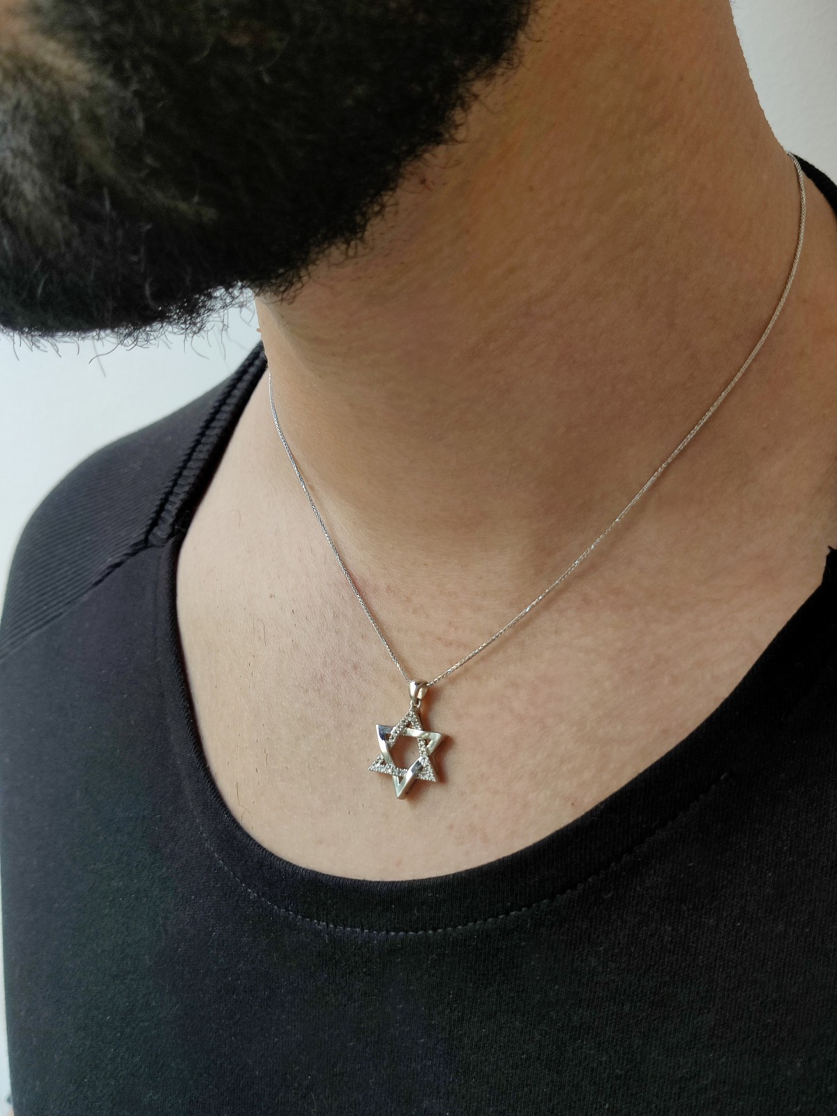 Pendentif étoile de David en or jaune 14 carats avec diamant, cadeaux Tu B'Av, I