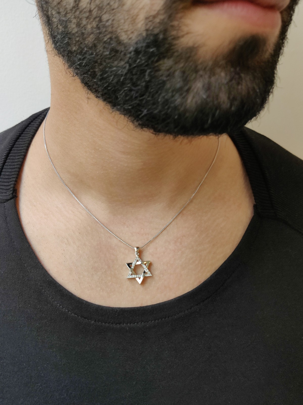 Pendentif étoile de David en or jaune 14 carats avec diamant, cadeaux Tu B'Av, I