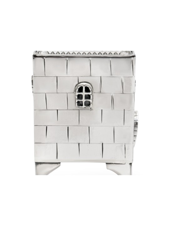 Elegant Brick House Patterned Silver Spice Box for , Tu B'Av Gifts , I