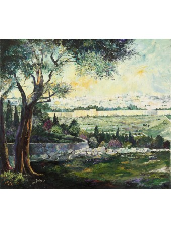 Paysage lointain des murs de Jérusalem Print , Tu B'Av Gifts , Israe