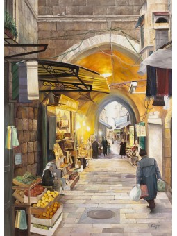 Muslim Quarter Painting Print , Jewish Abstract Art , Israeli Judaica
