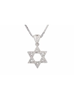 Pendentif White Tiny Diamond Star of David, Cadeaux Tu B'Av, Jud israélien