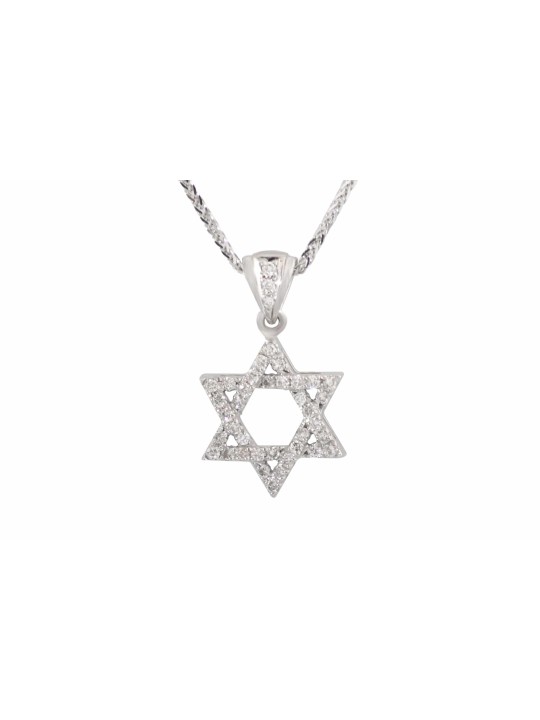 Pendentif White Tiny Diamond Star of David, Cadeaux Tu B'Av, Jud israélien