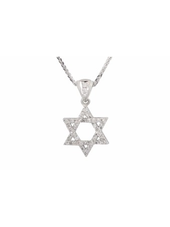 Pendentif White Tiny Diamond Star of David, Cadeaux Tu B'Av, Jud israélien