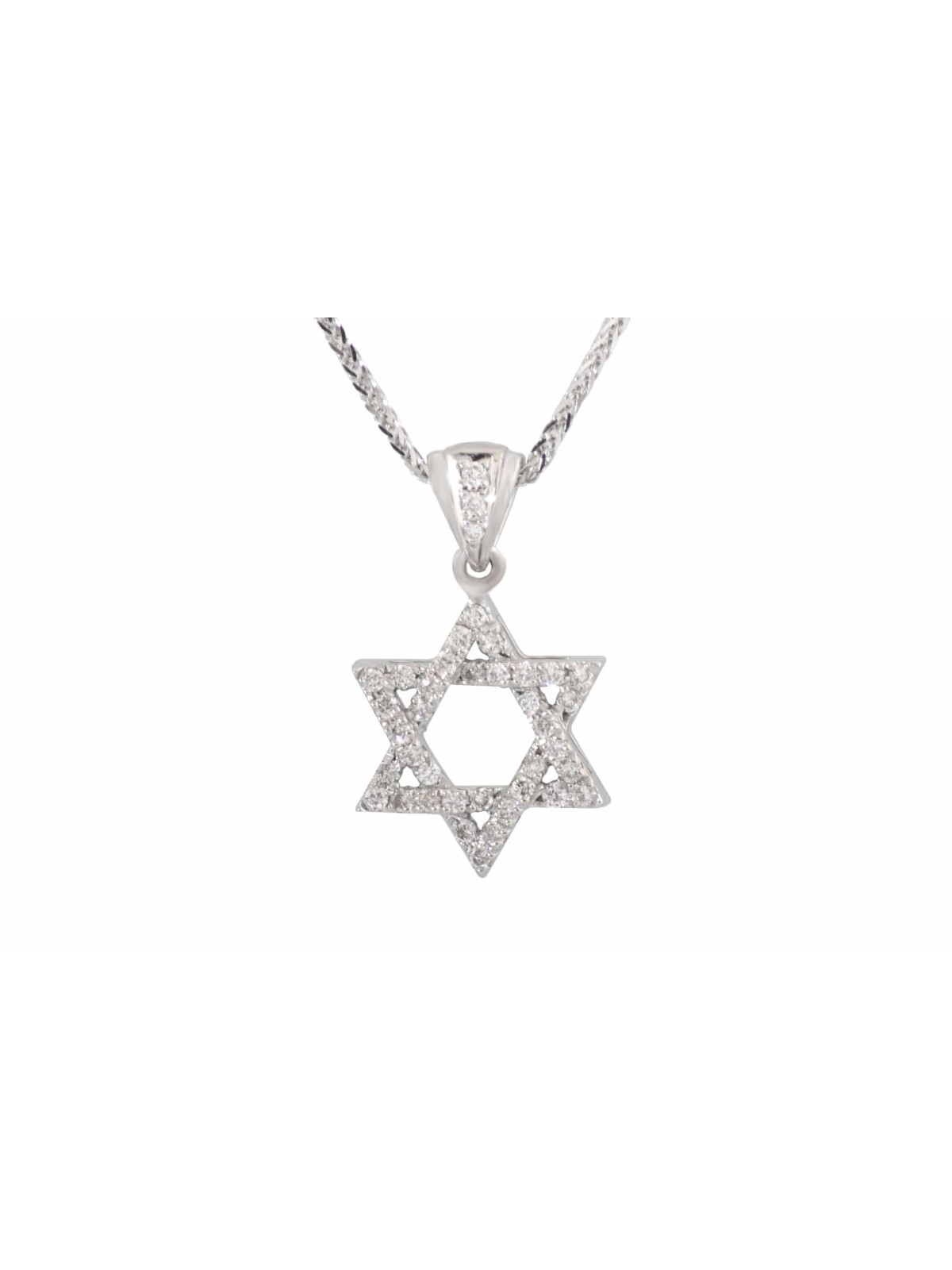 Pendentif White Tiny Diamond Star of David, Cadeaux Tu B'Av, Jud israélien
