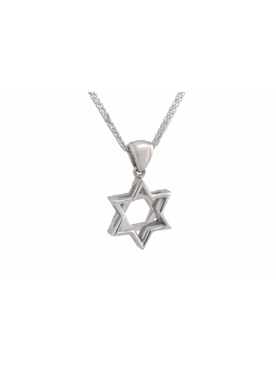 Pendentif White Tiny Diamond Star of David, Cadeaux Tu B'Av, Jud israélien