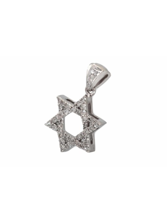 Pendentif White Tiny Diamond Star of David, Cadeaux Tu B'Av, Jud israélien
